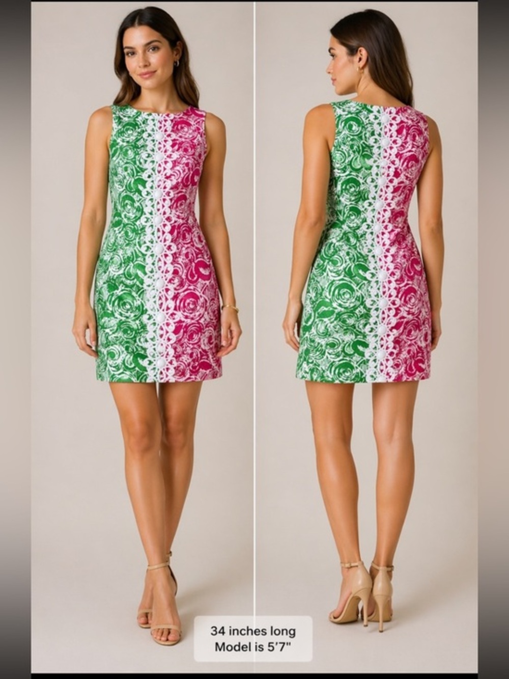 Lilly Pulitzer jubilee collection dress pink green shift rare